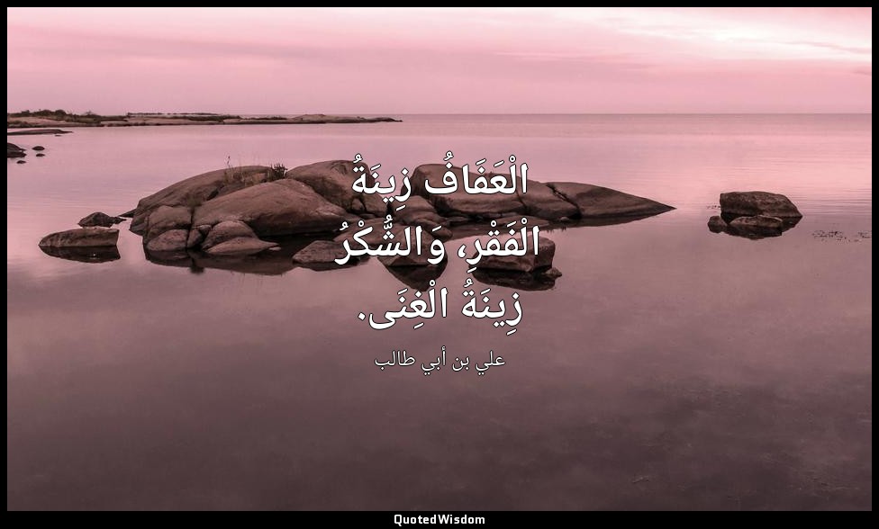 الْعَفَافُ زِينَةُ الْفَقْرِ، وَالشُّكْرُ زِينَةُ الْغِنَى. — علي بن أبي طالب