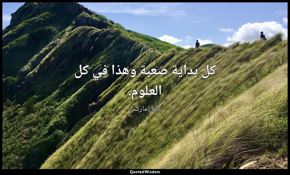 كل بداية صعبة وهذا في كل العلوم. — كارل ماركس