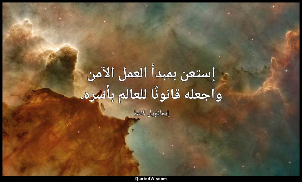إستعن بمبدأ العمل الآمن واجعله قانونًا للعالم بأسره. — إيمانويل كانط