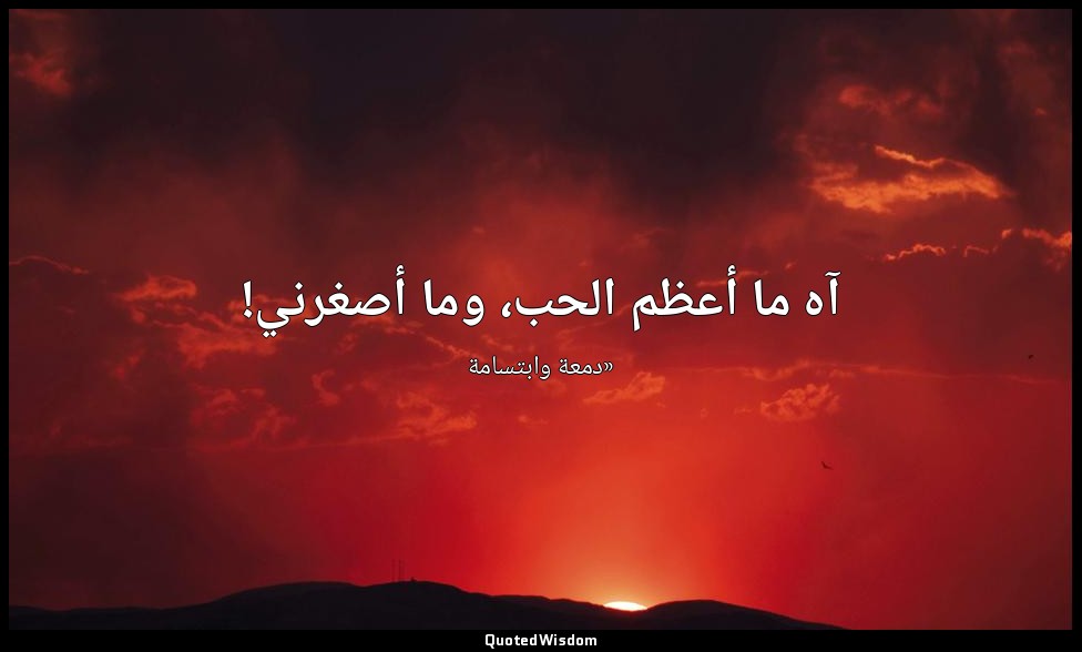 آه ما أعظم الحب، وما أصغرني! — «دمعة وابتسامة