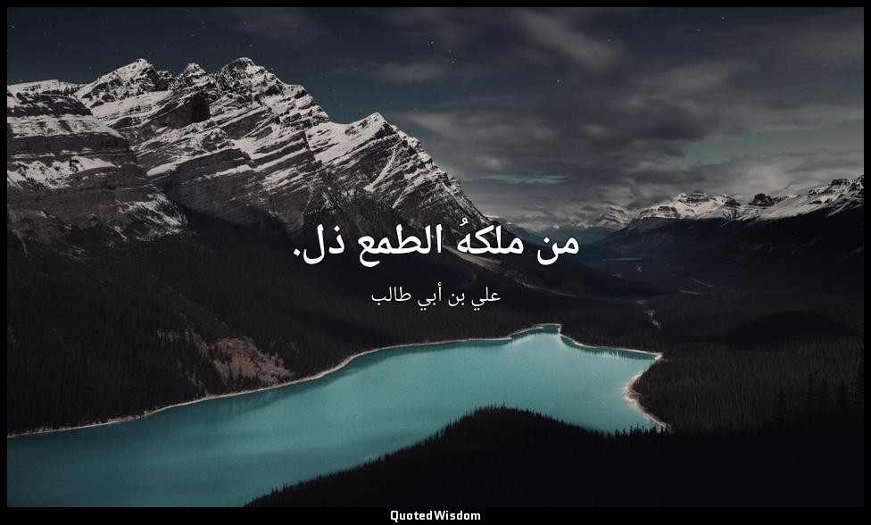 من ملكهُ الطمع ذل. — علي بن أبي طالب