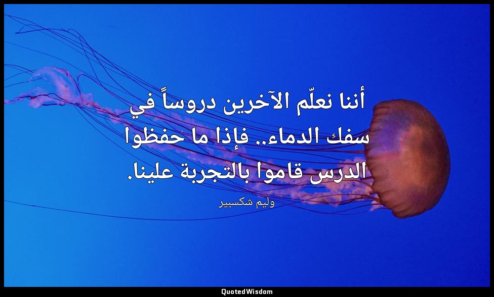 أننا نعلّم الآخرين دروساً في سفك الدماء.. فإذا ما حفظوا الدرس قاموا بالتجربة علي — وليم شكسبير