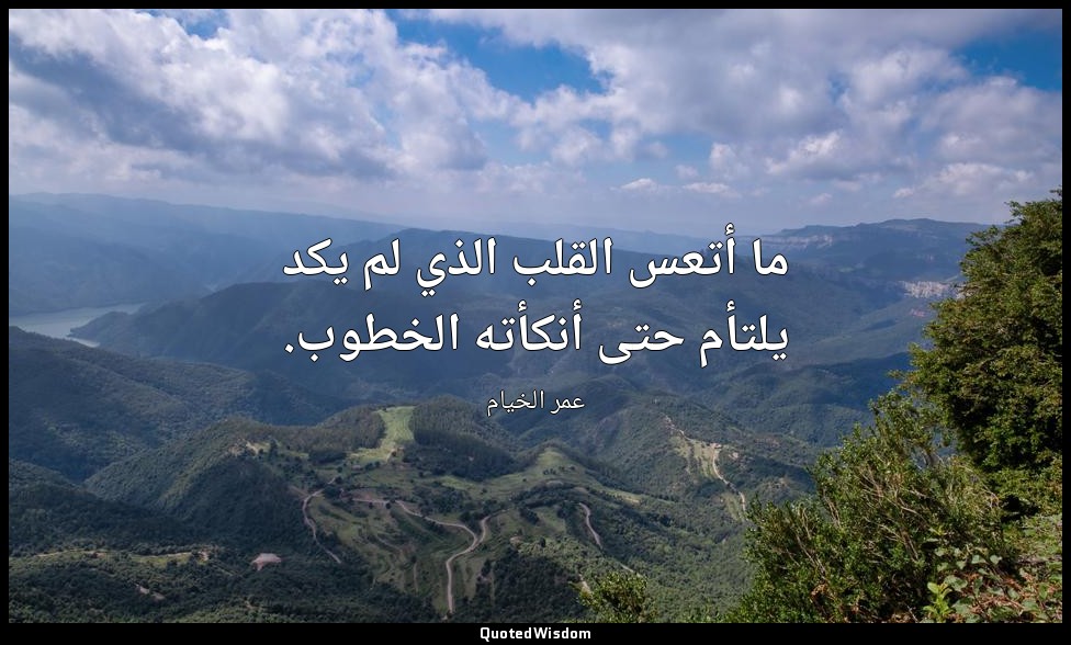 ما أتعس القلب الذي لم يكد يلتأم حتى أنكأته الخطوب. — عمر الخيام