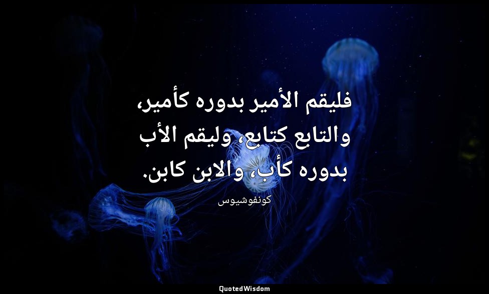 فليقم الأمير بدوره كأمير، والتابع كتابع، وليقم الأب بدوره كأب، والابن كابن. — كونفوشيوس