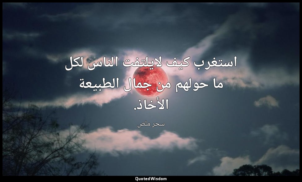 استغرب كيف لايلتفت الناس لكل ما حولهم من جمال الطبيعة الأخاذ. — سحر ملص