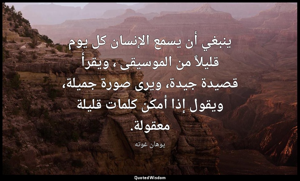 ينبغي أن يسمع الإنسان كل يوم قليلاً من الموسيقى ، ويقرأ قصيدة جيدة، ويرى صورة جم — يوهان غوته