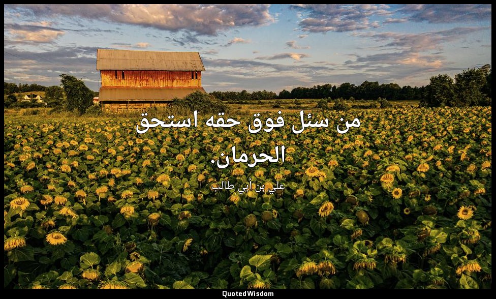 من سئل فوق حقه استحق الحرمان. — علي بن أبي طالب