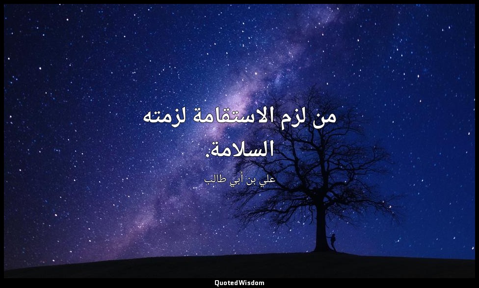 من لزم الاستقامة لزمته السلامة. — علي بن أبي طالب