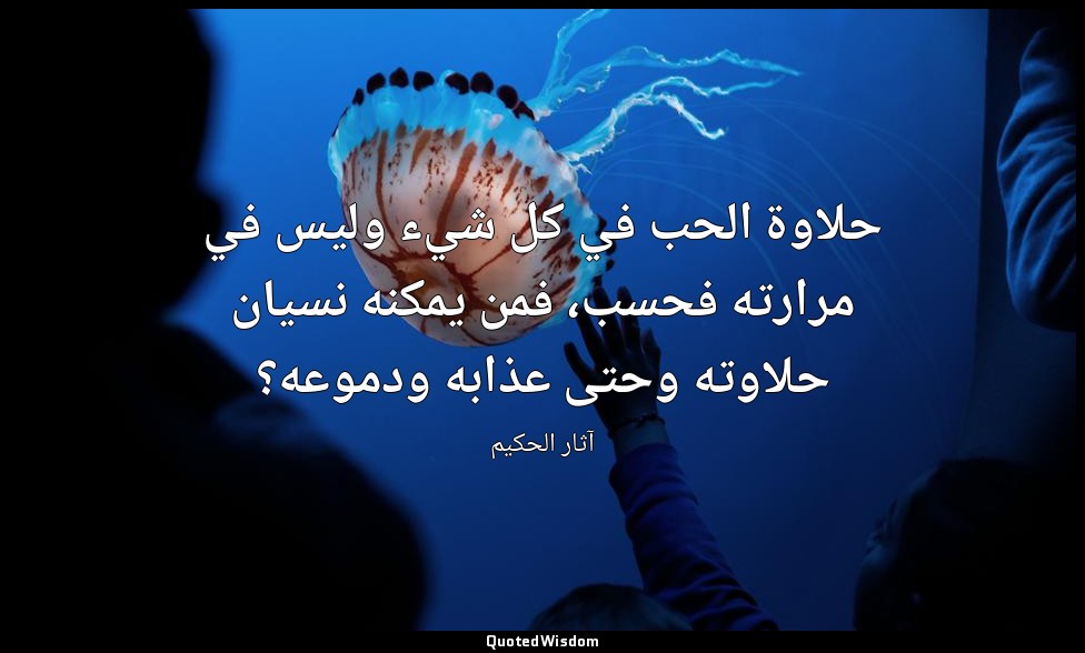 حلاوة الحب في كل شيء وليس في مرارته فحسب، فمن يمكنه نسيان حلاوته وحتى عذابه ودمو — آثار الحكيم