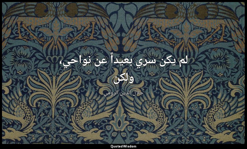 لم يكن سري بعيداً عن نواحي، ولكن — جلال الدين الرومي