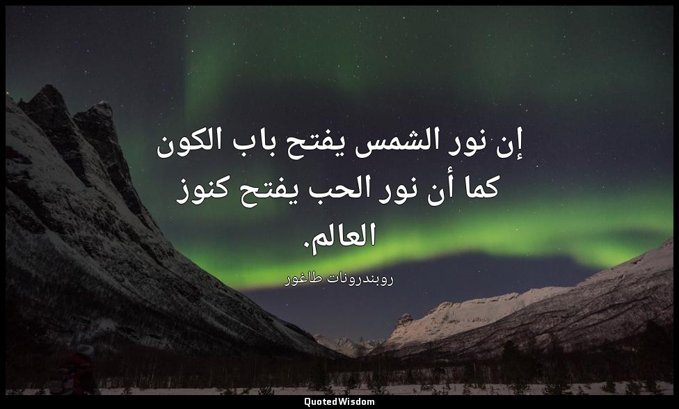 إن نور الشمس يفتح باب الكون كما أن نور الحب يفتح كنوز العالم. — روبندرونات طاغور