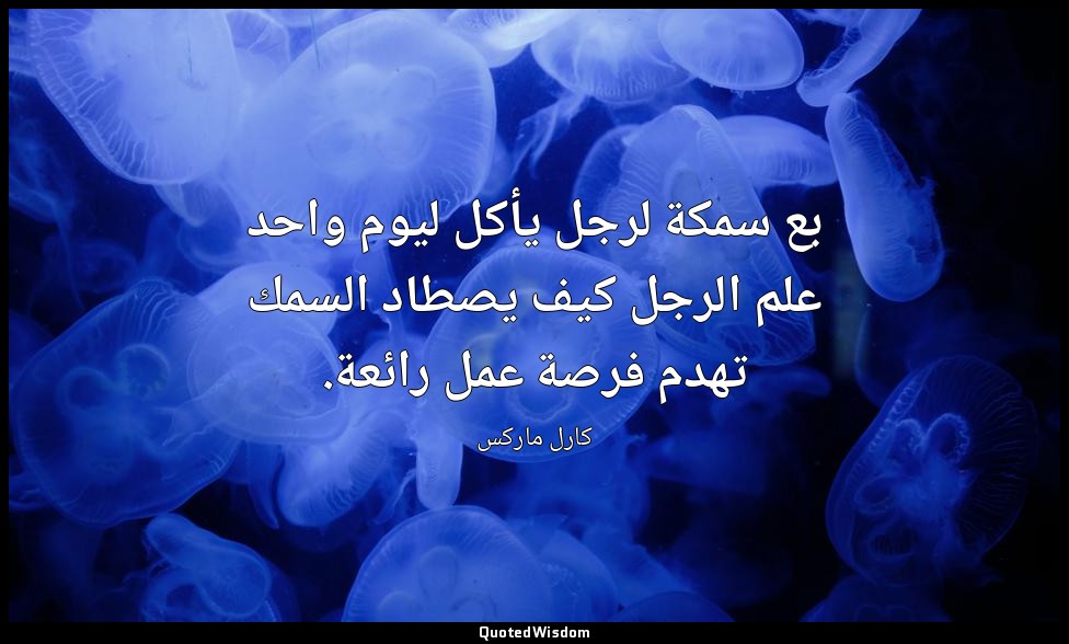 بع سمكة لرجل يأكل ليوم واحد علم الرجل كيف يصطاد السمك تهدم فرصة عمل رائعة. — كارل ماركس