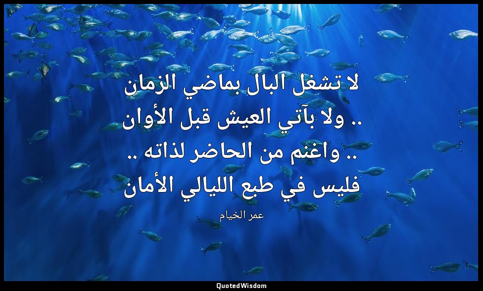 لا تشغل البال بماضي الزمان .. ولا بآتي العيش قبل الأوان .. واغنم من الحاضر لذاته — عمر الخيام