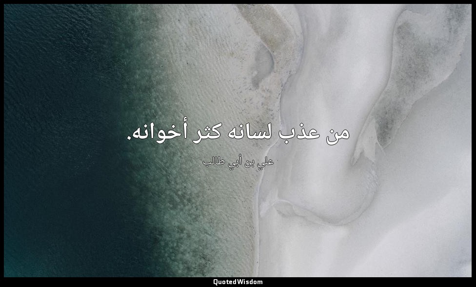 من عذب لسانه كثر أخوانه. — علي بن أبي طالب