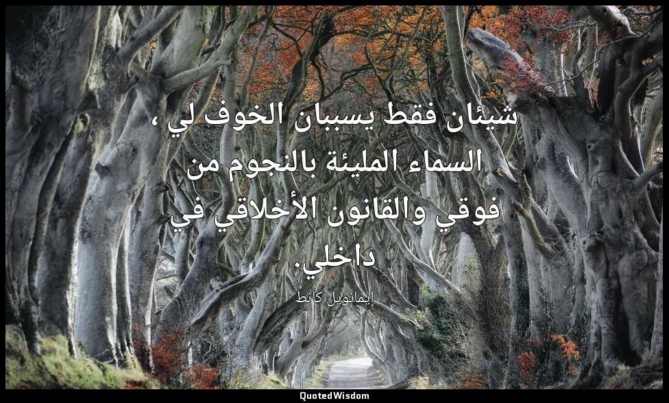 شيئان فقط يسببان الخوف لي ، السماء المليئة بالنجوم من فوقي والقانون الأخلاقي في  — إيمانويل كانط