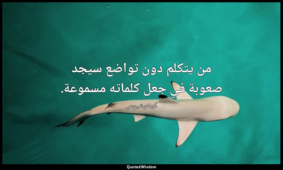 من يتكلم دون تواضع سيجد صعوبة في جعل كلماته مسموعة. — كونفوشيوس