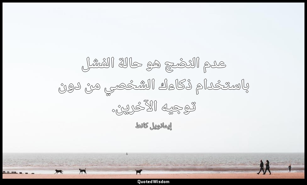 عدم النضج هو حالة الفشل باستخدام ذكاءك الشخصي من دون توجيه الآخرين. — إيمانويل كانط