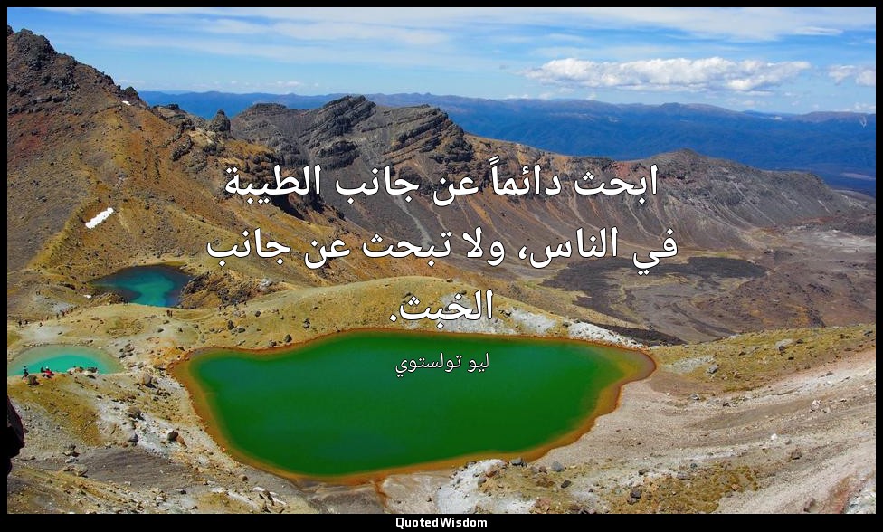 ابحث دائماً عن جانب الطيبة في الناس، ولا تبحث عن جانب الخبث. — ليو تولستوي
