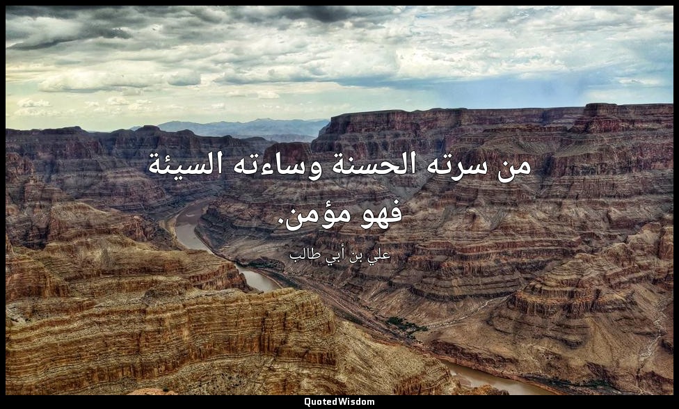 من سرته الحسنة وساءته السيئة فهو مؤمن. — علي بن أبي طالب