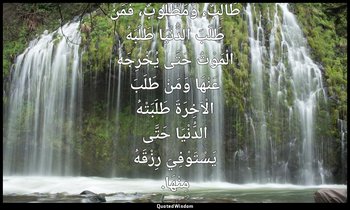 طَالِبٌ، وَمَطْلُوبٌ، فَمَنْ طَلَبَ الدُّنْيَا طَلَبَهُ الْمَوْتُ حَتَّى يُخْرِج — علي بن أبي طالب
