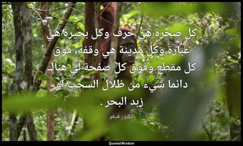 كل صخرة هي حرف وكل بحيرة هي عبارة وكل مدينة هي وقفة، فوق كل مقطع وفوق كل صفحة لي — فكتور هيغو