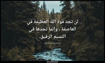 لن تجد قوة الله العظيمة في العاصفة ، وإنما تجدها في النسيم الرقيق. — روبندرونات طاغور