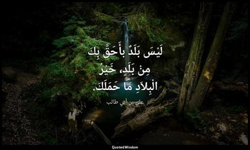 لَيْسَ بَلَدٌ بأَحَقَّ بِكَ مِنْ بَلَدٍ، خَيْرُ الْبِلاَدِ مَا حَمَلَكَ. — علي بن أبي طالب
