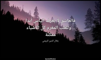 فالعاشق لا يعرف اليأس أبدا .. وللقلب المغرم كل الأشياء ممكنة — جلال الدين الرومي