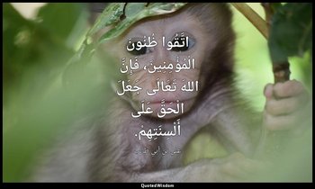 اتَّقُوا ظُنُونَ الْمُؤْمِنِينَ، فَإِنَّ اللهَ تَعَالَى جَعَلَ الْحَقَّ عَلَى أَ — علي بن أبي طالب