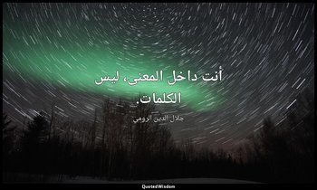 أنت داخل المعنى، ليس الكلمات. — جلال الدين الرومي