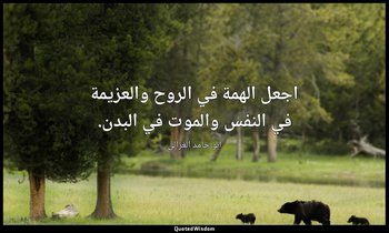 اجعل الهمة في الروح والعزيمة في النفس والموت في البدن. — أبو حامد الغزالي