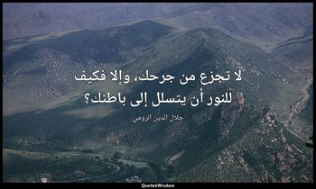 لا تجزع من جرحك، وإلا فكيف للنور أن يتسلل إلى باطنك؟ — جلال الدين الرومي