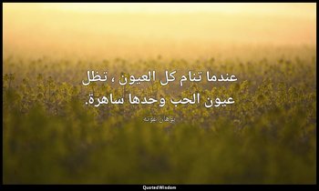 عندما تنام كل العيون ، تظل عيون الحب وحدها ساهرة. — يوهان غوته
