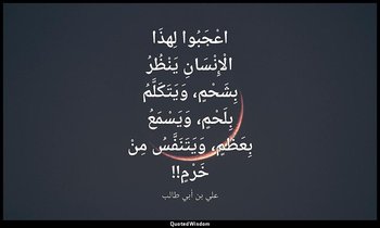 اعْجَبُوا لِهذَا الْإِنْسَانِ يَنْظُرُ بِشَحْمٍ، وَيَتَكَلَّمُ بِلَحْمٍ، وَيَسْم — علي بن أبي طالب