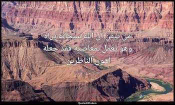من تيقن أن الله سبحانه يراه وهو يعمل بمعاصيه فقد جعله أهون الناظرين. — علي بن أبي طالب