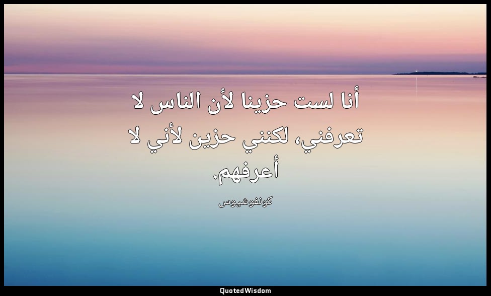 أنا لست حزينا لأن الناس لا تعرفني، لكنني حزين لأني لا أعرفهم. — كونفوشيوس
