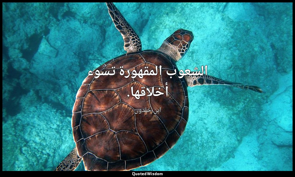 الشعوب المقهورة تسوء أخلاقها. — ابن خلدون