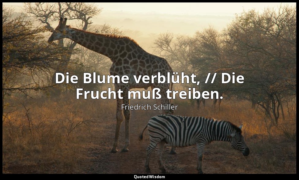 "Die Blume verblüht, // Die Frucht muß treiben." - Das Lied von der Glocke, Vers — Friedrich Schiller