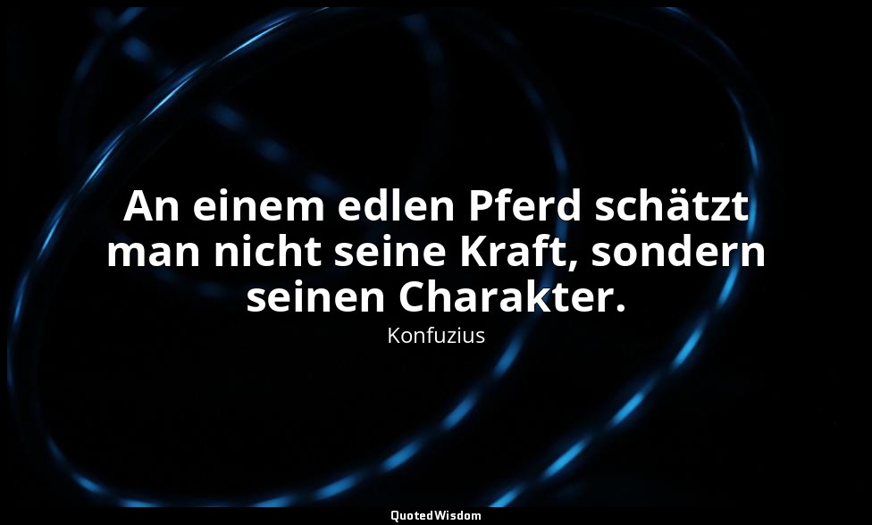 "An einem edlen Pferd schätzt man nicht seine Kraft, sondern seinen Charakter."  — Konfuzius