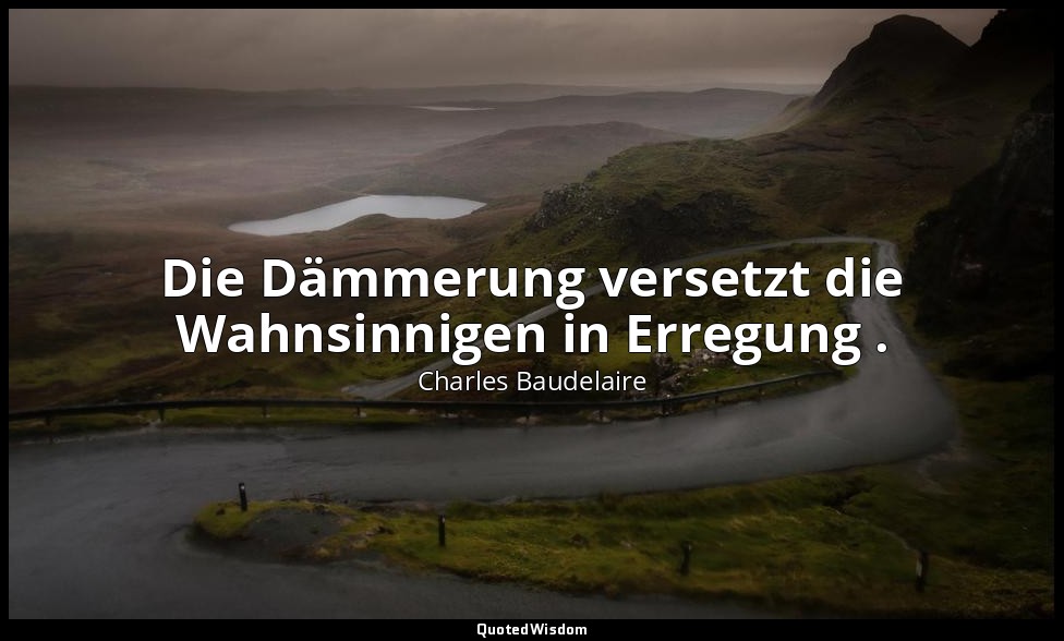 Die Dämmerung versetzt die Wahnsinnigen in Erregung . — Charles Baudelaire
