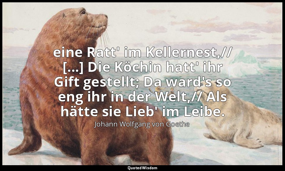 "eine Ratt' im Kellernest,// [...] Die Köchin hatt' ihr Gift gestellt; Da ward's — Johann Wolfgang von Goethe