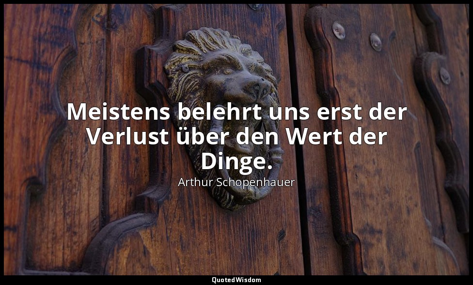 "Meistens belehrt uns erst der Verlust über den Wert der Dinge." - Aphorismen zu — Arthur Schopenhauer