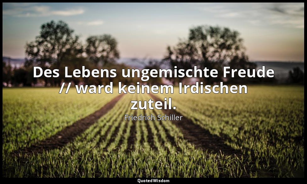 "Des Lebens ungemischte Freude // ward keinem Irdischen zuteil." - Der Ring des  — Friedrich Schiller