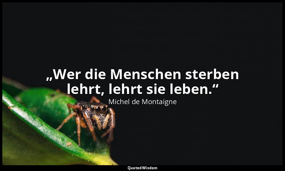 „Wer die Menschen sterben lehrt, lehrt sie leben.“ — Michel de Montaigne
