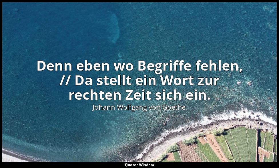 "Denn eben wo Begriffe fehlen, // Da stellt ein Wort zur rechten Zeit sich ein." — Johann Wolfgang von Goethe