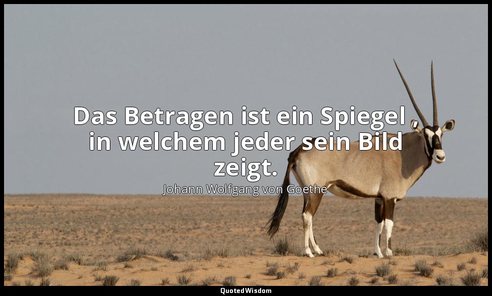 "Das Betragen ist ein Spiegel , in welchem jeder sein Bild zeigt." – Die Wahlver — Johann Wolfgang von Goethe