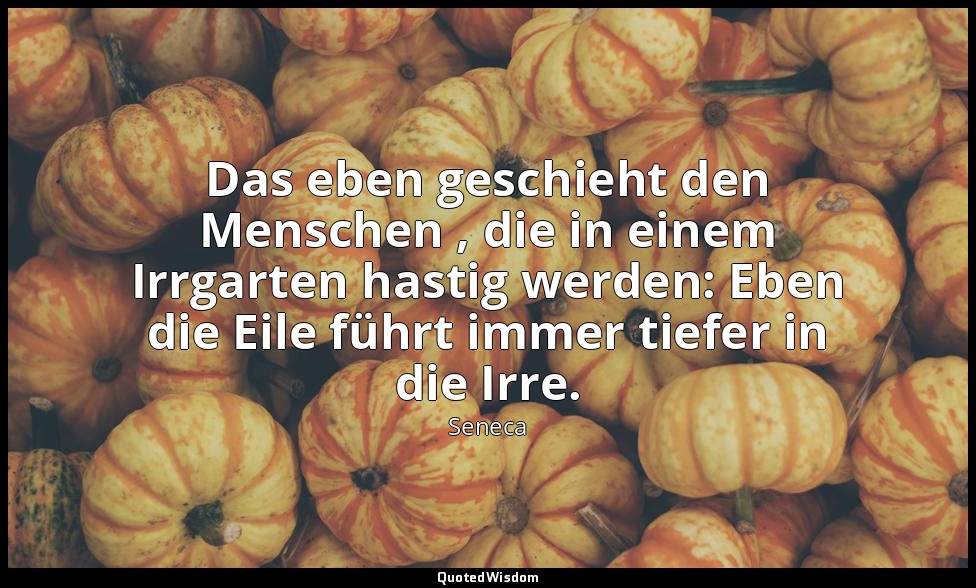 "Das eben geschieht den Menschen , die in einem Irrgarten hastig werden: Eben di — Seneca