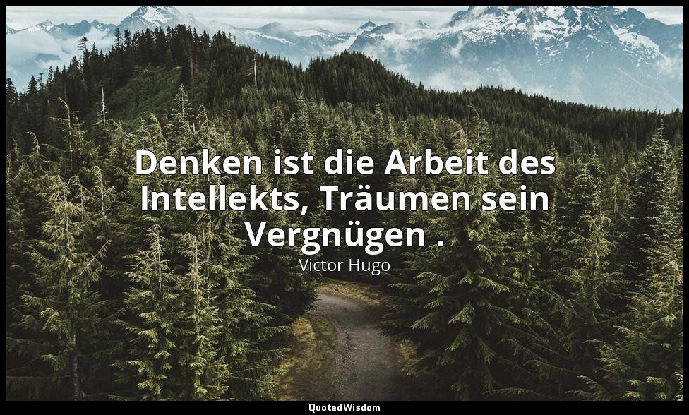 " Denken ist die Arbeit des Intellekts, Träumen sein Vergnügen ." - Die Elenden  — Victor Hugo