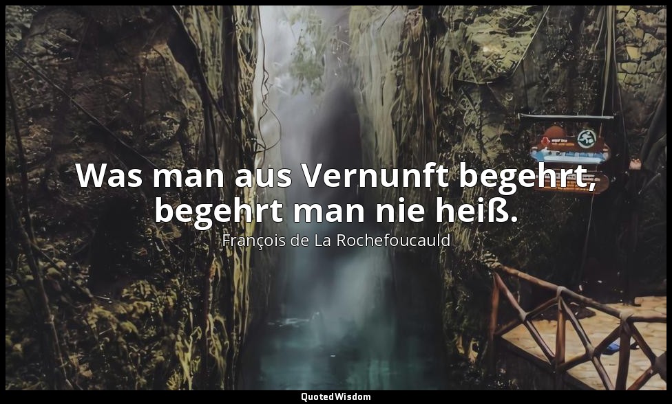 Was man aus Vernunft begehrt, begehrt man nie heiß. — François de La Rochefoucauld