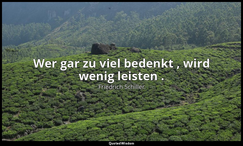 "Wer gar zu viel bedenkt , wird wenig leisten ." - Wilhelm Tell, III , 1 / Tell, — Friedrich Schiller
